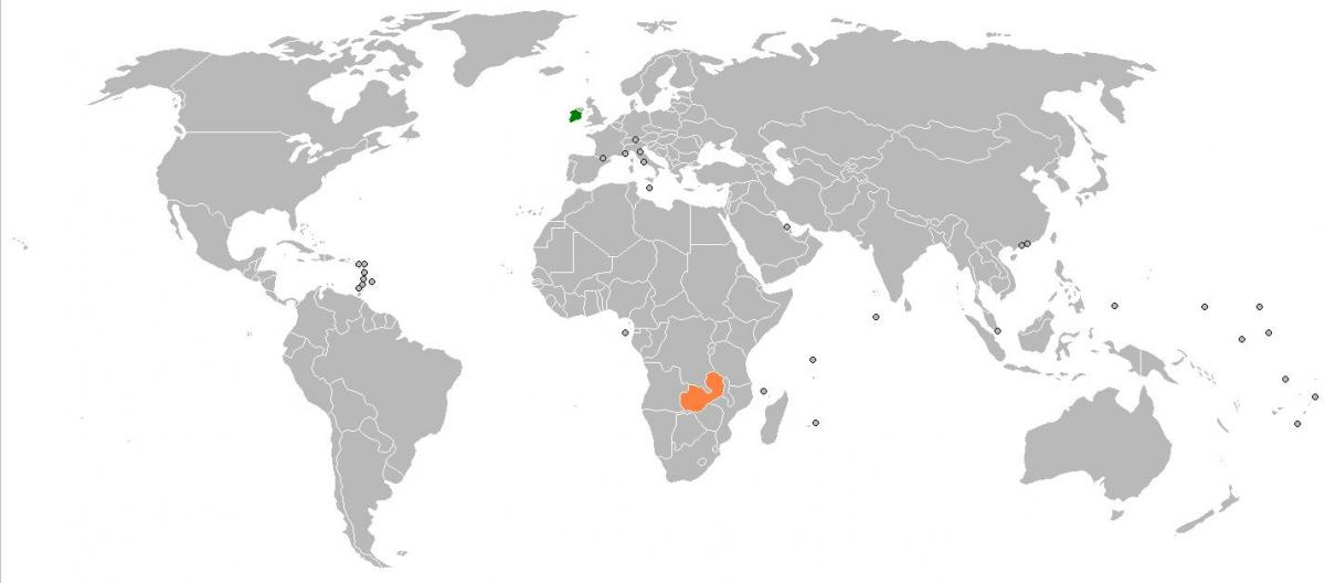 Zâmbia mapa do mundo
