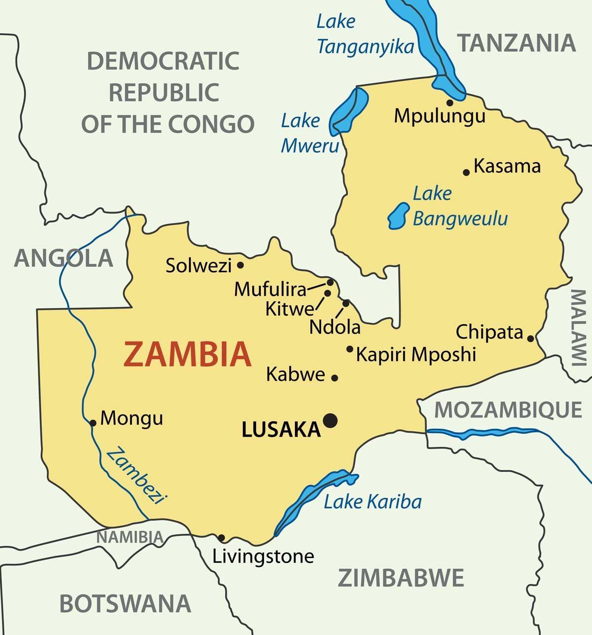 Mapa de kitwe Zâmbia