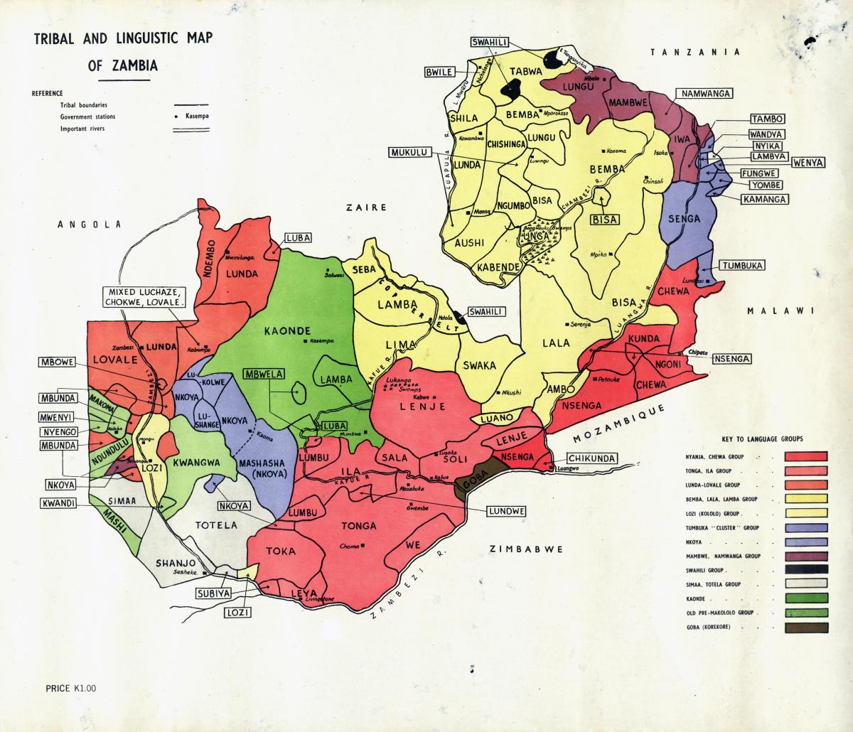 Mapa da Kwacha tribos