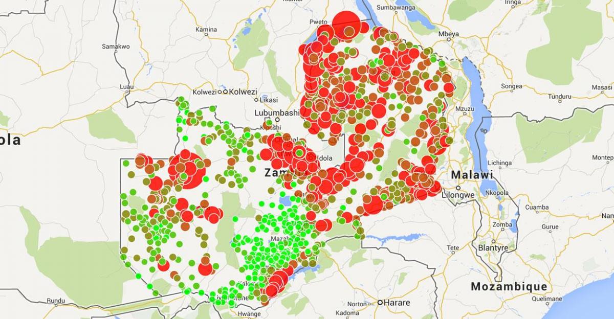 Mapa da Zâmbia malária