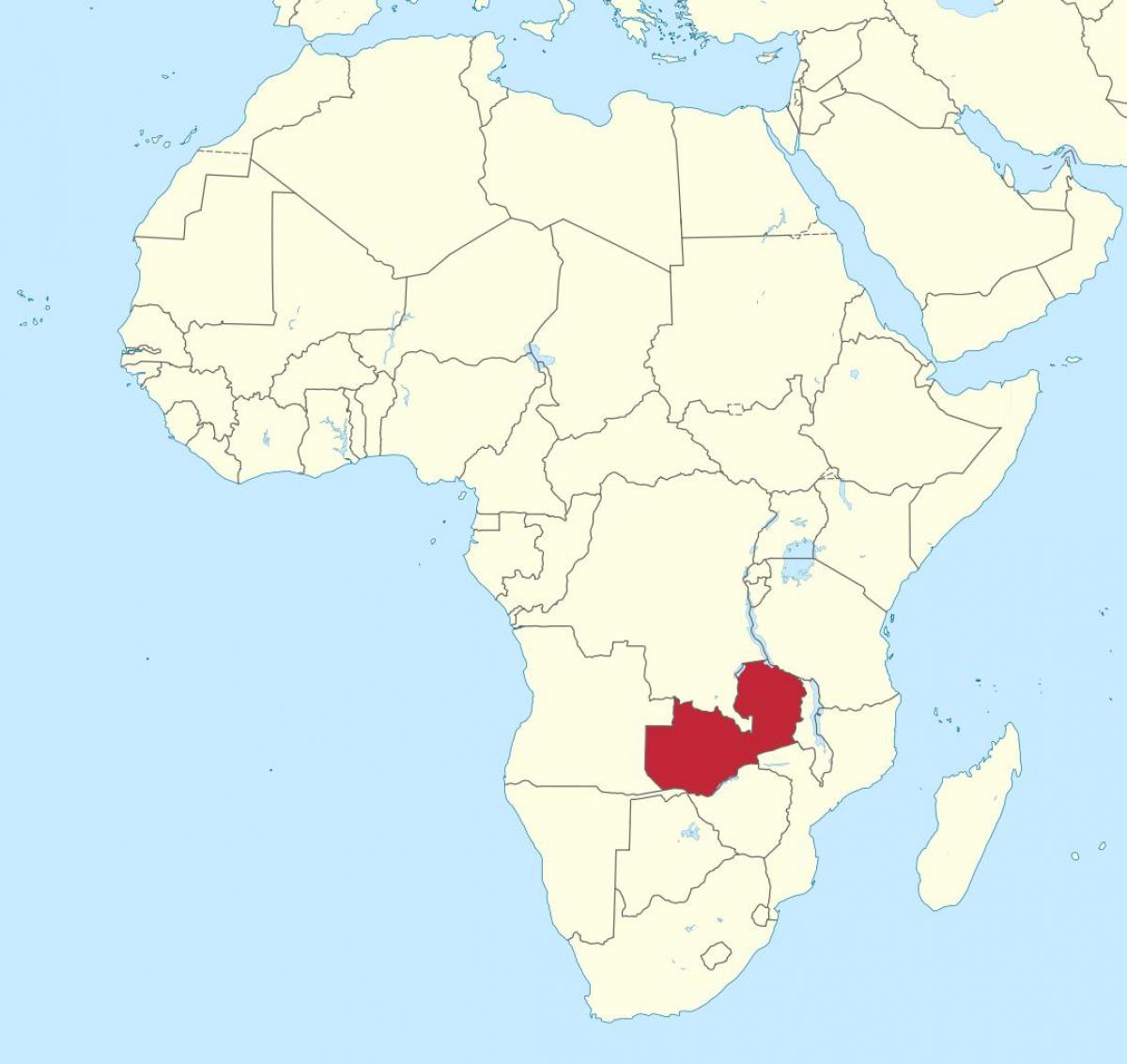 mapa da áfrica mostrando Zâmbia